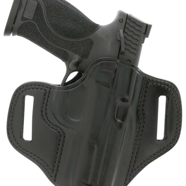 Galco CM224B Combat Master  OWB Black Leather Belt Slide Compatible w/Ruger Security-9/Glock 17/Glock 22 Gen2-5 Belt 1.75" Wide Right Hand