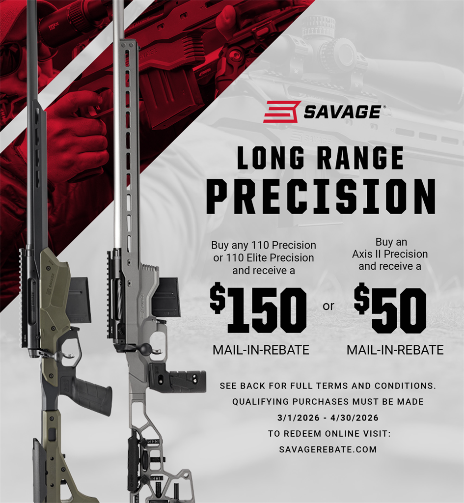Savage Long Range Precision Rebate — Up to $150 Back