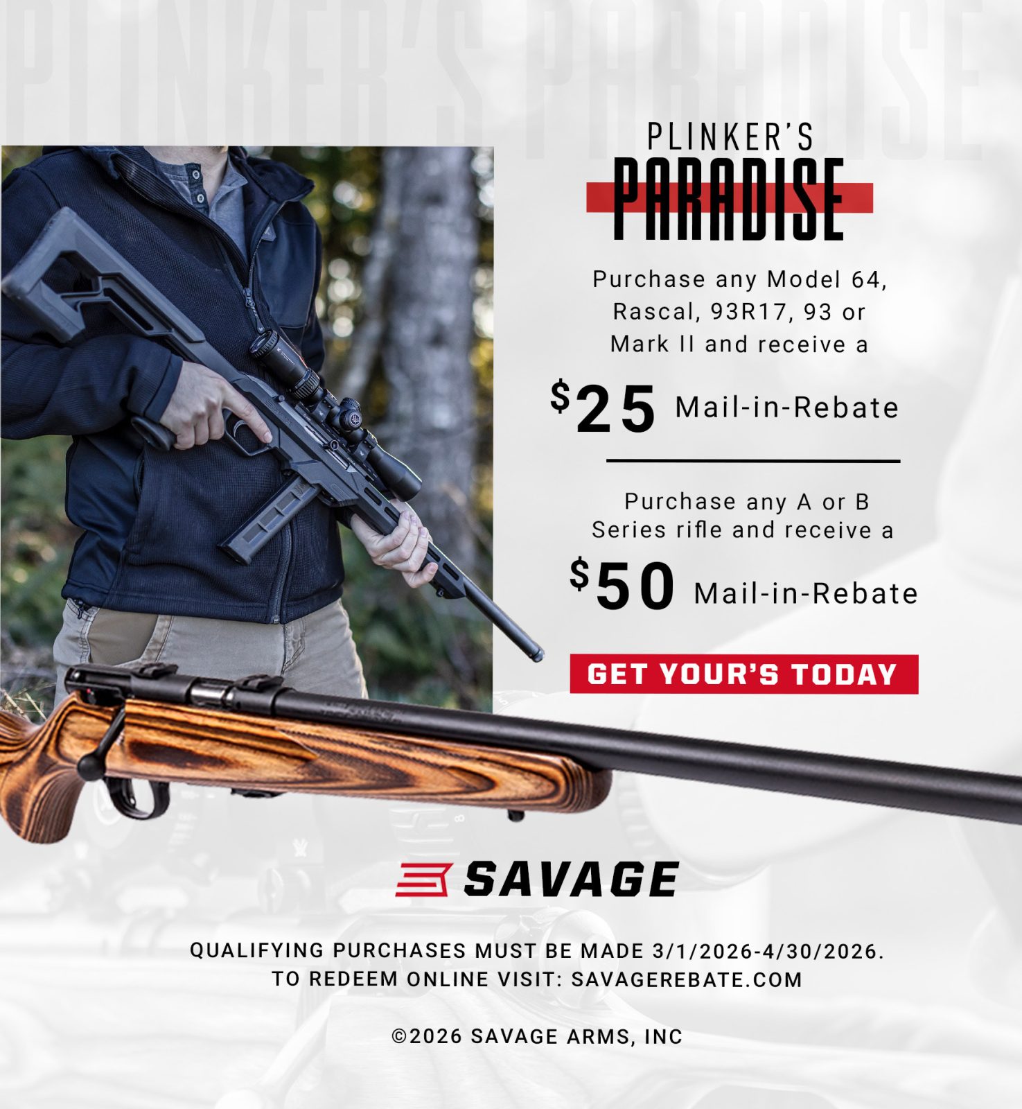 Savage Plinkers Paradise Rebate — Up to $50 Back