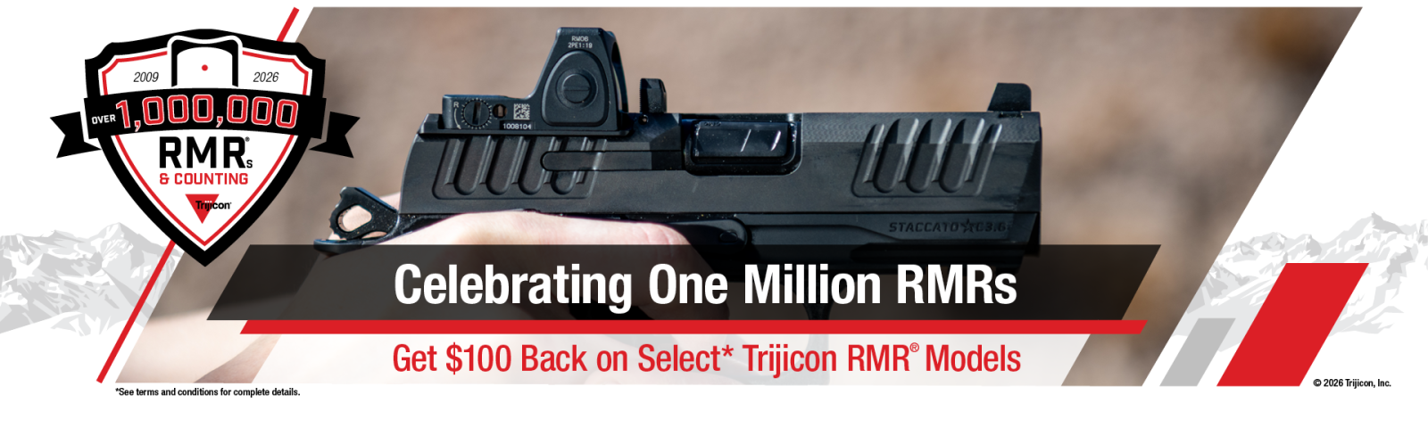 Trijicon RMR Rebate — $100 Back (Millionth RMR Celebration)