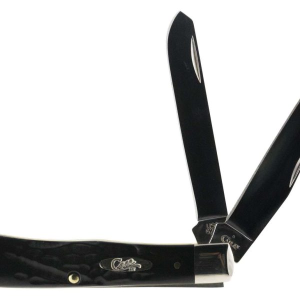 Case 18221 Trapper  3.25"/3.27" Folding Clip Point/Spey Plain Mirror Polished Tru-Sharp SS Blade Rough Black Jigged Synthetic Handle