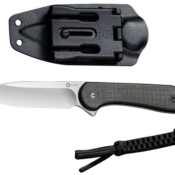 Civivi Knives C2105B Elementum  3.98" Fixed Plain Satin D2 Steel Blade, 4.50" Dark Green Micarta Handle