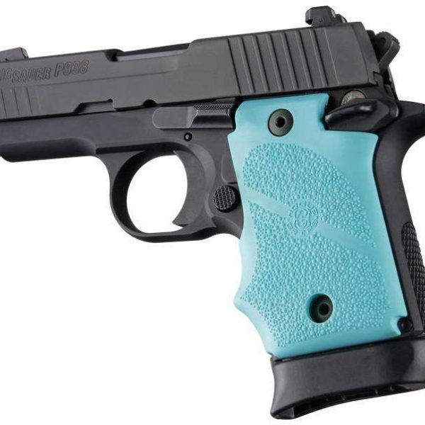 Hogue Rubber Grip with Finger Grooves for SIG Sauer P938 Ambi Safety-Aqua