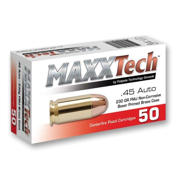 Maxxtech Brass Casefire Handgun Ammunition .45 ACP 230 gr FMJ 50/ct