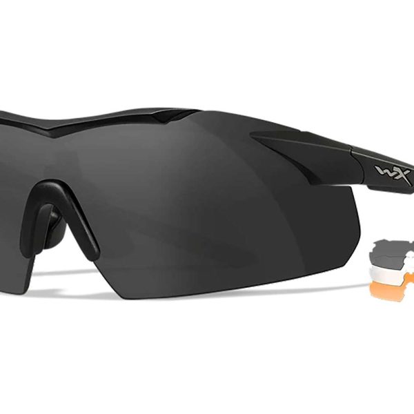 Wiley X 3552 Vapor  Comm Temples Smoke Gray/Clear/Light Rust Lens Polycarbonate Matte Black Frame