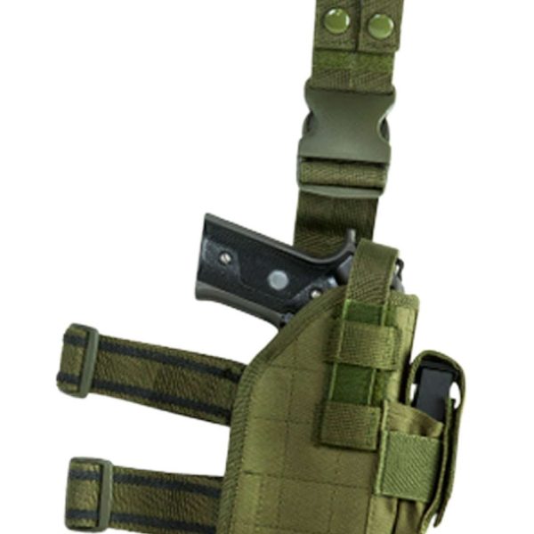 NcStar CVDLHOL2954G Drop Leg  Leg Green PVC Fabric Leg Fits Full Size Semi-Auto Fits Compact Semi-Auto Right Hand