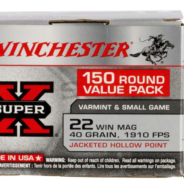 Winchester Ammo X22MH150 Super X Value Pack 22WMR 40gr Jacketed Hollow Point 150 Per Box/10 Case