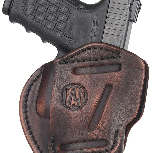1791 Gunleather 3WH5VTGA 3-Way  IWB/OWB Size 05 Vintage Leather Belt Loop Fits Glock 17 Fits HK VP9 Fits MP9 Ambidextrous Hand