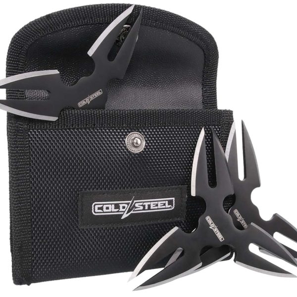 Cold Steel CSTH15STR3PK Throwing Stars  Three 1.50" Black Oxide 420 Stainless Steel Blades Includes Sheath