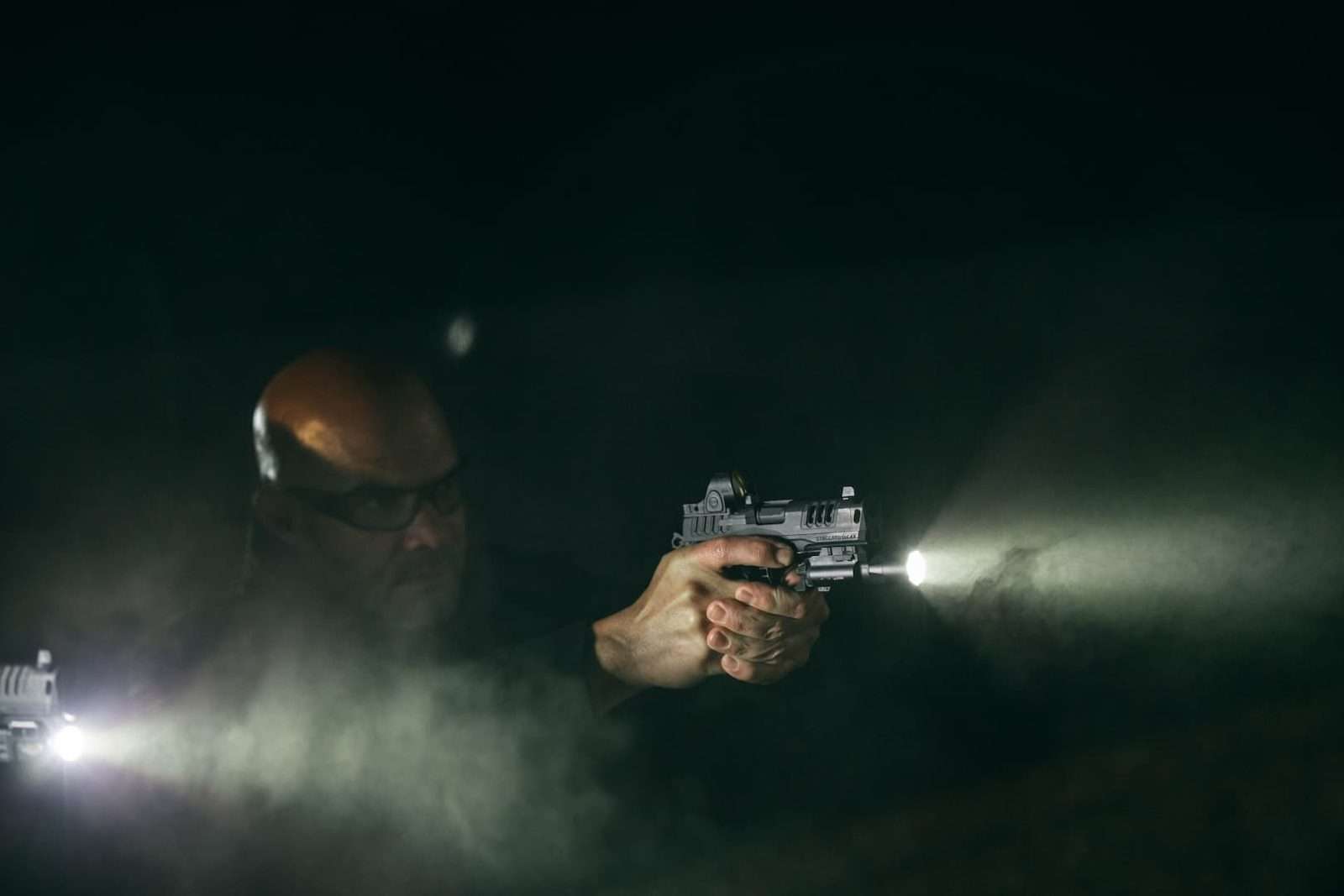 Staccato HD C4X fired at night with a weapon light
