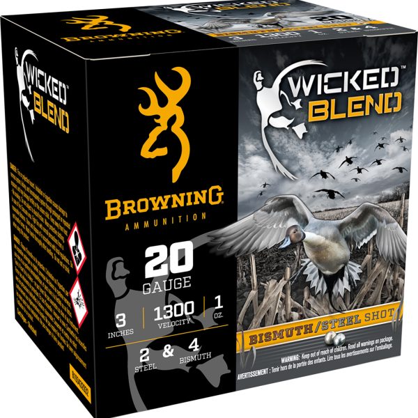 Browning 20 Gauge — 3″, 1 oz, #2 Steel / #4 Bismuth, 25 Rounds
