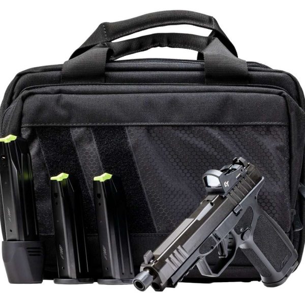 Rost Martin RM1FTBSPL RM1F Tactical Bundle 9mm Luger 24+1 4.50" Black Threaded Barrel, Black Nitron Steel Serrated w/Optic Slide, Black Polymer Frame w/Picatinny Rail, Interchangeable Backstrap Grip,