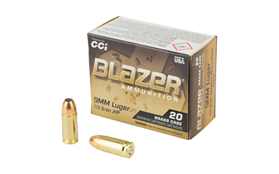 CCI 9MM 115GR JHP 20RD BRS