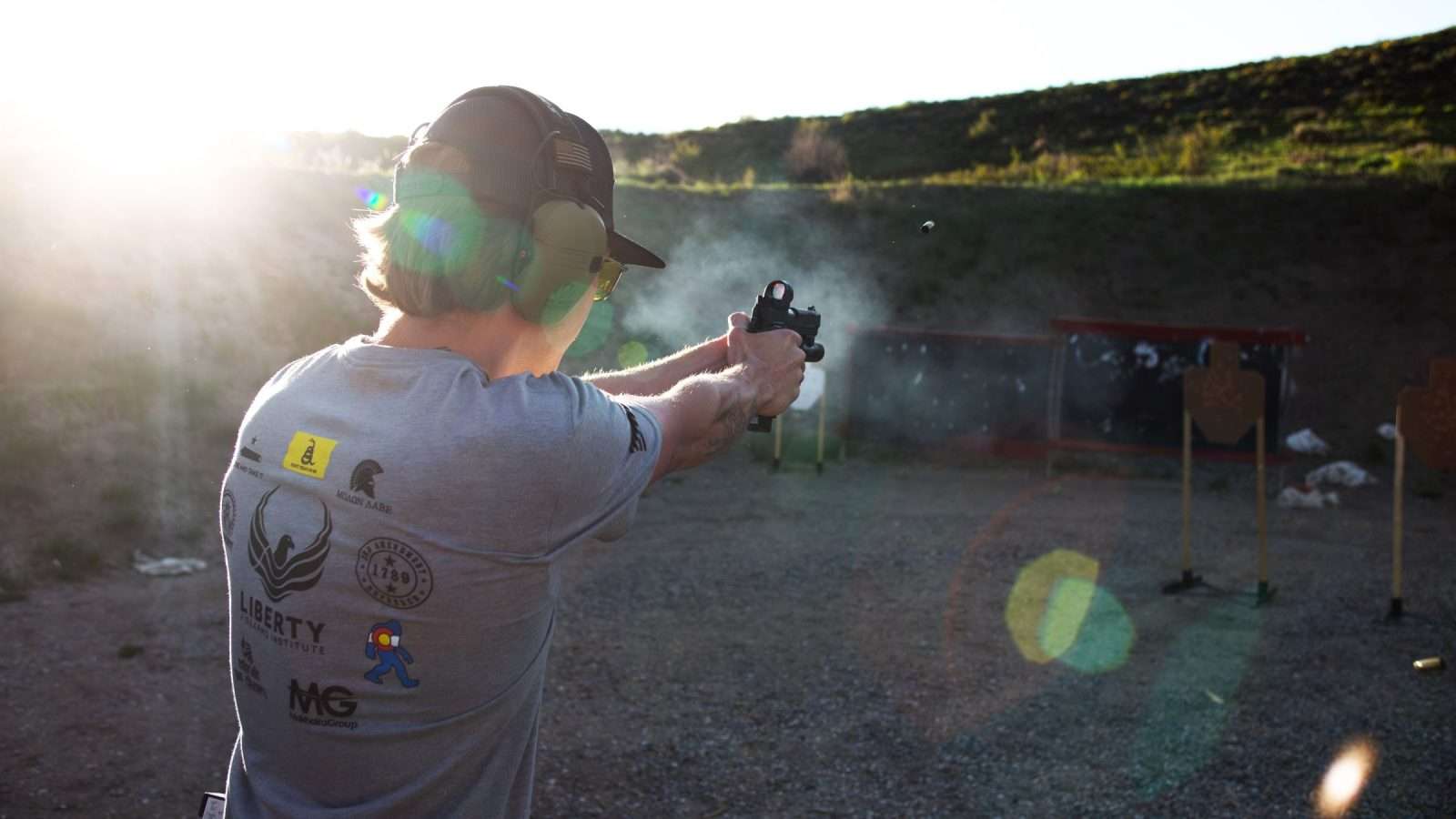 Guides Shooter engaging steel at a Steel Challenge match