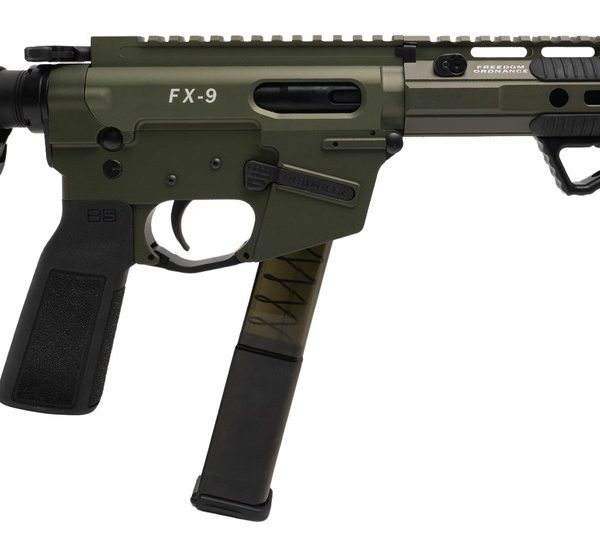Freedom Ordance FX9P10E-ODG FX9P Elite 9mm Luger 10" Black Nitride Threaded Barrel, OD Green Anodized Aluminum Receiver w/Picatinny Rail, M-LOK Handguard, Black Polymer SB Tactical SBA5 Brace, Black P