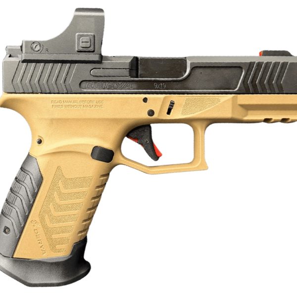 Derya Firearms DY9.BROTSS.SAUCE.US DY9 w/Optic 9mm Luger 15+1 4.02" Black Nitride Stainless Steel Optic Cut Slide w/Tactical Sauce RMR Green Dot, ODG Brown Polymer Frame w/Picatinny Rail, Interchangea