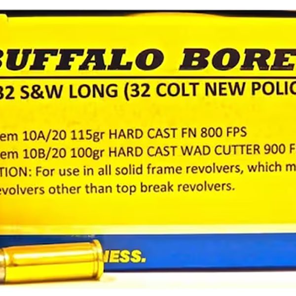 Buffalo Bore Ammunition 10A20 Personal Defense Strictly Business 32S&W Long 115gr Hard Cast Flat Nose 20 Per Box/12 Case