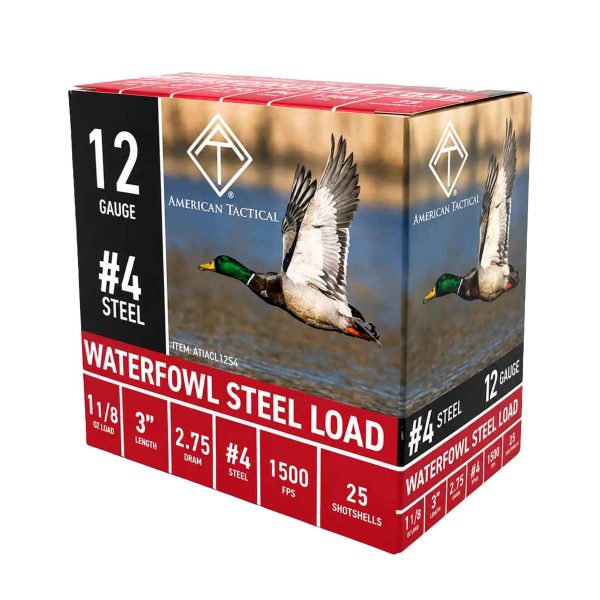 ATI Waterfowl Steel Shotshells 12ga 3" 1-1/8oz 1500fps #4 25/ct